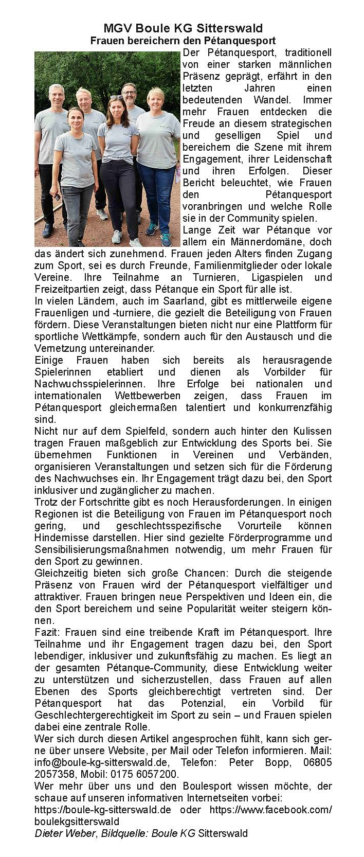 Frauen bereichern den Petanquesport